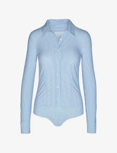 Commando Classic Printed Button Down Bodysuit In Black/white Polka Dot