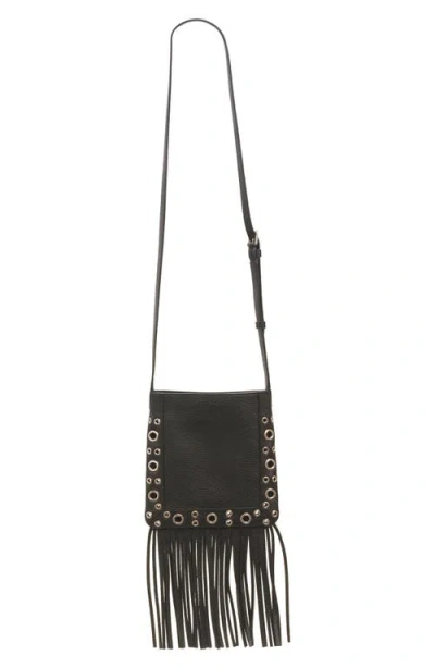 Valentino Suede Cross-body Bag With Fringe And Studs In Black