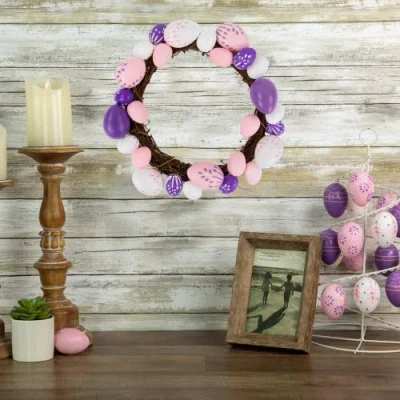 Northlight 10in Pastel Easter Egg Spring Wreath In Pink
