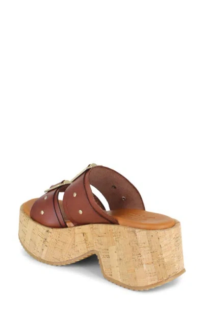 Zigi Fanela Platform Slide Sandal In Tan Leather