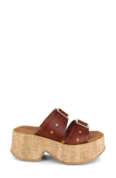 Zigi Fanela Platform Slide Sandal In Tan Leather