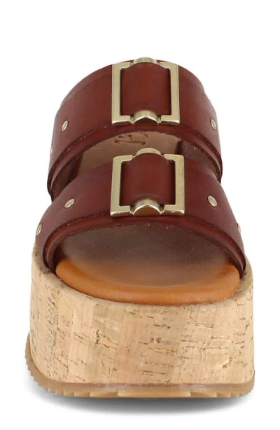 Zigi Fanela Platform Slide Sandal In Tan Leather