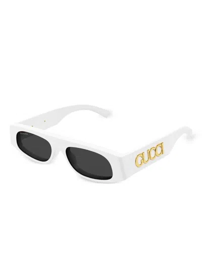 Gucci Rectangle-frame Sunglasses In White