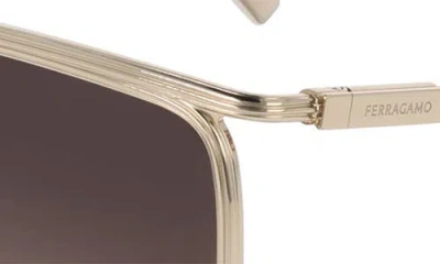 Ferragamo 58mm Gradient Modified Rectangular Sunglasses In Gold/brown Gradient
