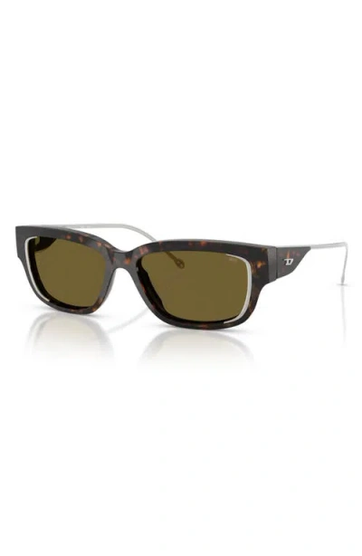 Diesel ® Geck-d 56mm Rectangular Sunglasses In Brown