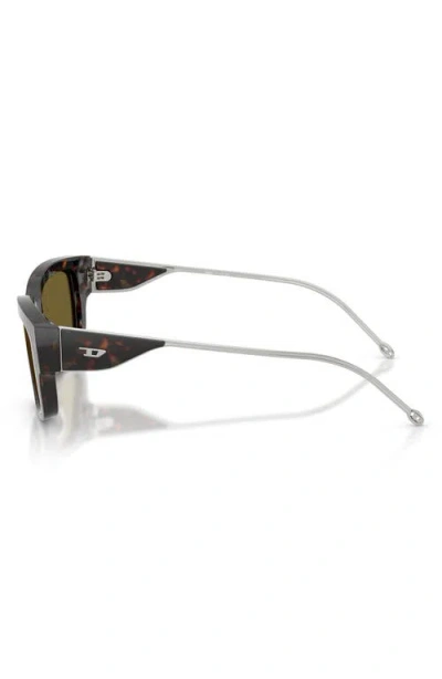 Diesel ® Geck-d 56mm Rectangular Sunglasses In Brown