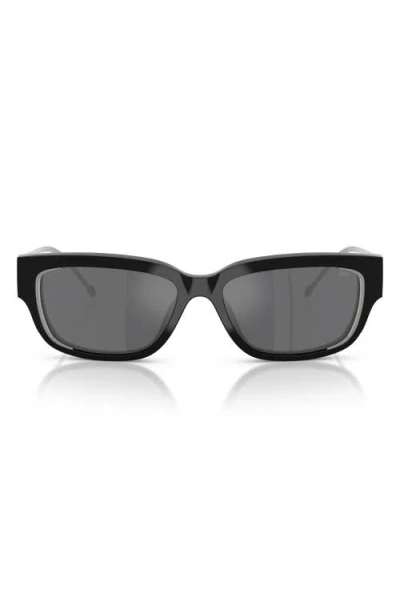 Diesel ® Geck-d 56mm Rectangular Sunglasses In Black/grey Silver Mirror