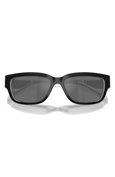 Diesel ® Geck-d 56mm Rectangular Sunglasses In Black/grey Silver Mirror