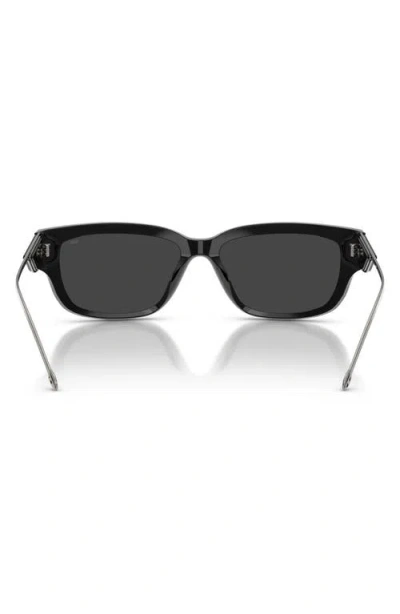 Diesel ® Geck-d 56mm Rectangular Sunglasses In Black/grey Silver Mirror
