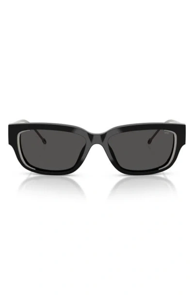 Diesel ® Geck-d 56mm Rectangular Sunglasses In Shiny Black/dark Grey