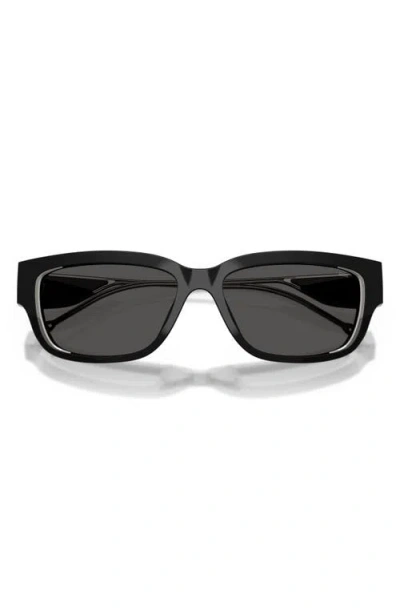 Diesel ® Geck-d 56mm Rectangular Sunglasses In Shiny Black/dark Grey