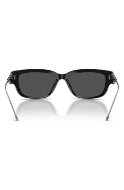 Diesel ® Geck-d 56mm Rectangular Sunglasses In Shiny Black/dark Grey