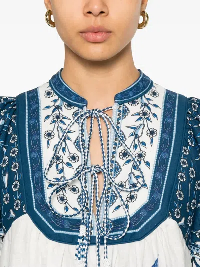 Farm Rio Off-white Palm Tree Beach Mini Dress In Palm Tree Beach Off-white