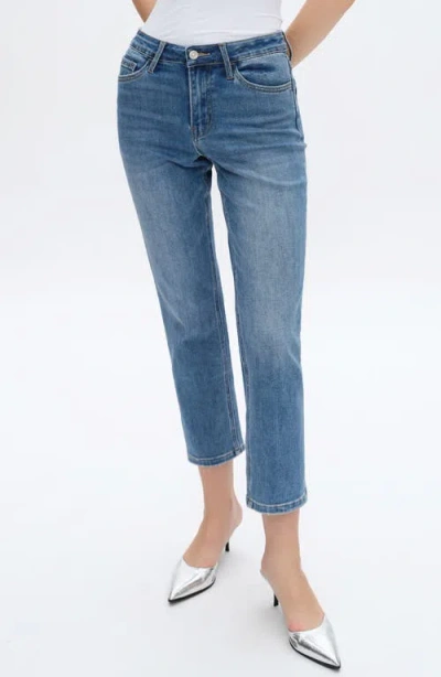 Bayeas High Waist Ankle Straight Leg Jeans In Dark Bluednu