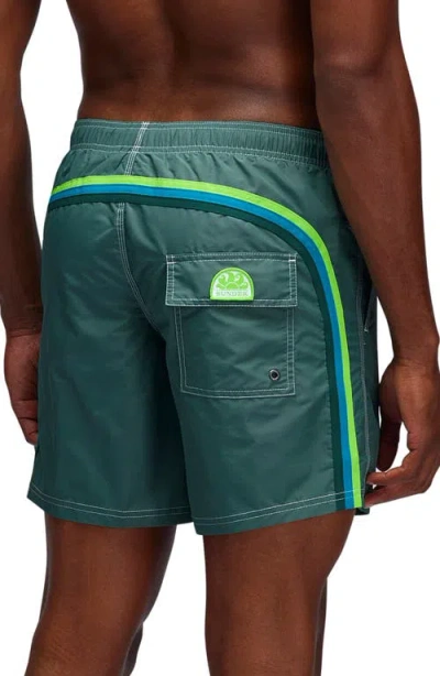 Sundek Regular Fit 14 Board Shorts In Camo Green