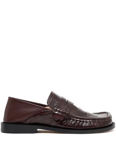 Loewe Campo Loafers In Croc-embossed Leather In Brown