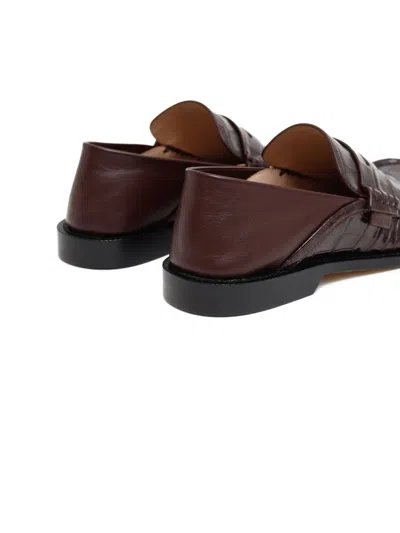 Loewe Campo Loafers In Croc-embossed Leather In Brown