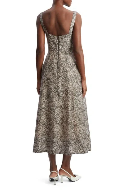 Bardot Lilah Corset Linen-blend Midi Dress In Brown