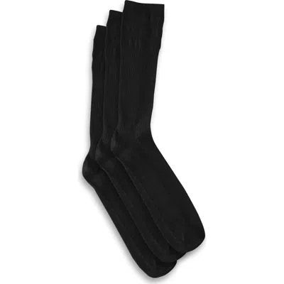 Harbor Bay By Dxl 3-pk Non-elastic Crew Socks In Black