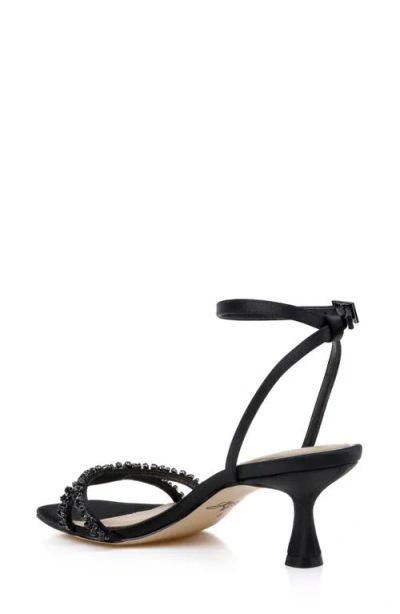 Jewel Badgley Mischka Marley Womens Kitten Heel Strappy Strappy Sandals In Black Satin