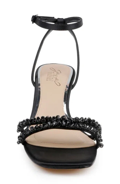 Jewel Badgley Mischka Marley Womens Kitten Heel Strappy Strappy Sandals In Black Satin