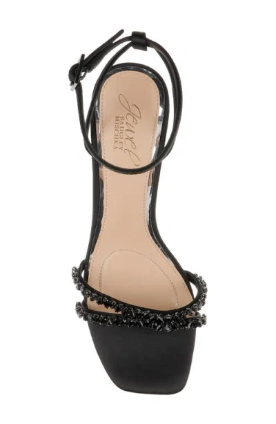 Jewel Badgley Mischka Marley Womens Kitten Heel Strappy Strappy Sandals In Black Satin