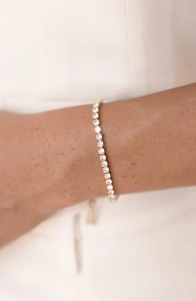 Ettika Adjustable Dainty Crystal Bracelet In Gold