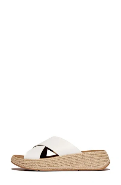 Fitflop F-mode Espadrille Platform Slide Sandal In Urban White