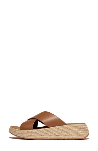 Fitflop F-mode Espadrille Platform Slide Sandal In Deep Tan