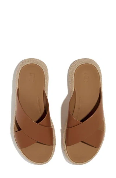 Fitflop F-mode Espadrille Platform Slide Sandal In Deep Tan