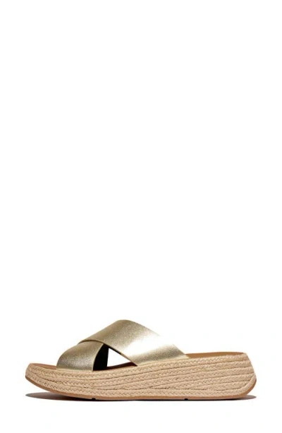 Fitflop F-mode Espadrille Platform Slide Sandal In Platino