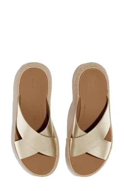 Fitflop F-mode Espadrille Platform Slide Sandal In Platino