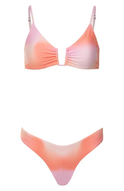 Maaji Reversible Signature Cut Thin Side Bikini Bottom In Pink In Pink