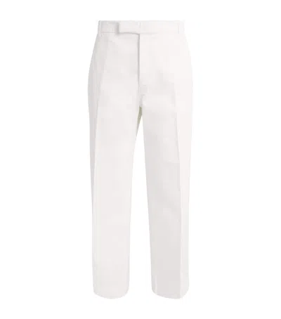 Thom Browne Cotton Trousers Straight Leg Back Pockets In White