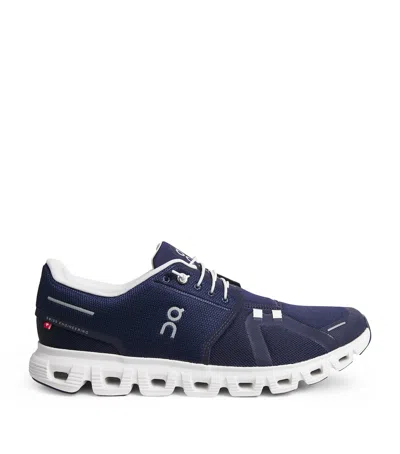 On Breathable Technical Fabric Sneakers With Cushied Sole In Blue