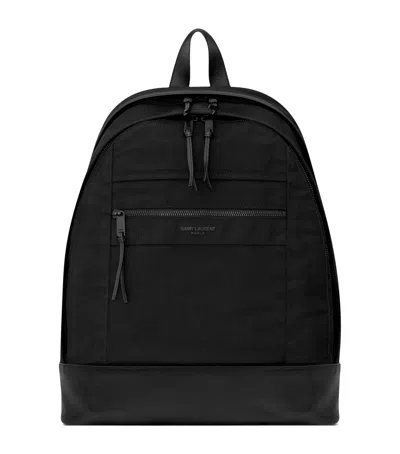 Saint Laurent Canvas City Backpack In Black