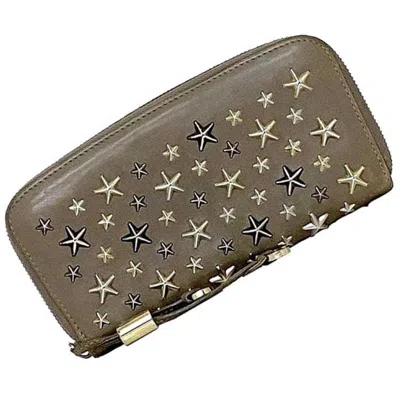 Pre-owned Jimmy Choo Leather Long Wallet (bi-fold) () In Beige