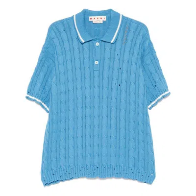Marni Short Sleeve Polo Shirt In Blue
