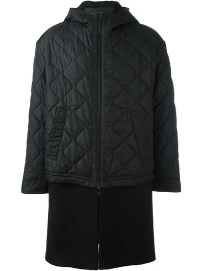 Neil Barrett Quilted Nylon Jacket With Wool Hem In Black