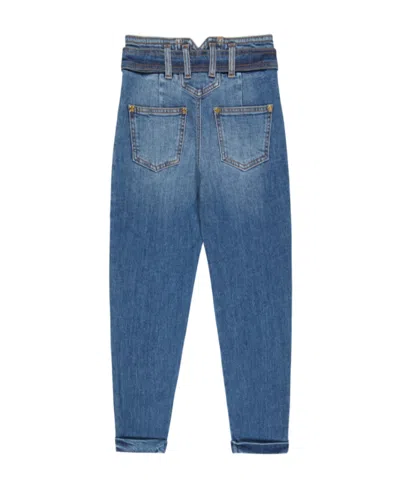 Balmain Logo Jeans In Blue