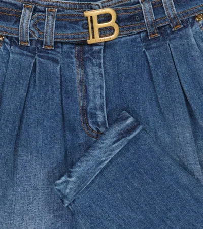 Balmain Logo Jeans In Blue