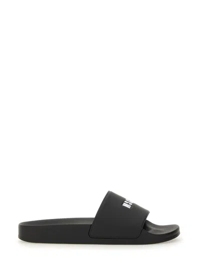 Msgm Slide Sandal With Logo In Black