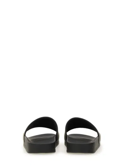 Msgm Slide Sandal With Logo In Black