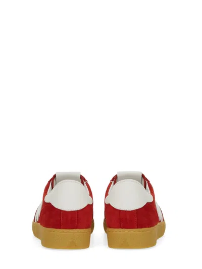 Msgm Retro Low-top Suede Sneaker With Contrast Sole In Red
