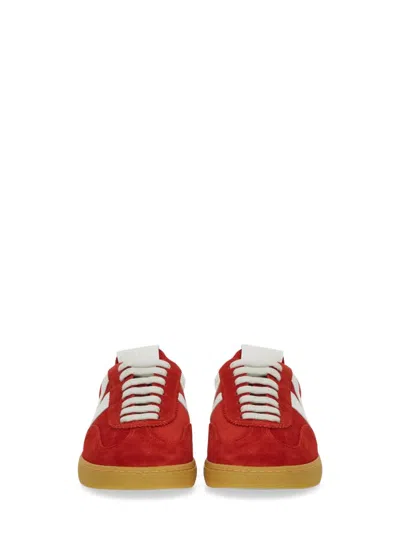 Msgm Retro Low-top Suede Sneaker With Contrast Sole In Red