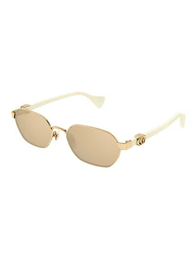 Gucci Metal Gg1593s Sunglasses In Gold Ivory Pink