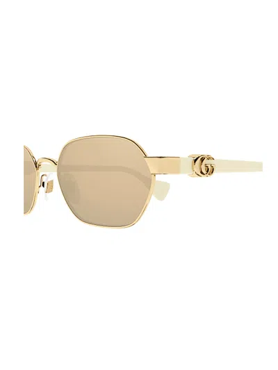 Gucci Metal Gg1593s Sunglasses In Gold Ivory Pink
