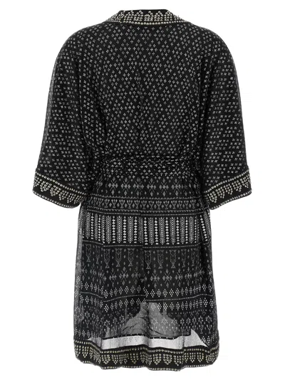 Isabel Marant Dress 'nawel' V-neckline Belted Waist In Multicolor