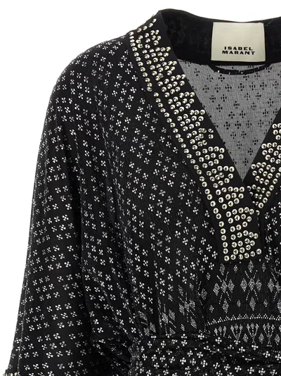 Isabel Marant Dress 'nawel' V-neckline Belted Waist In Multicolor