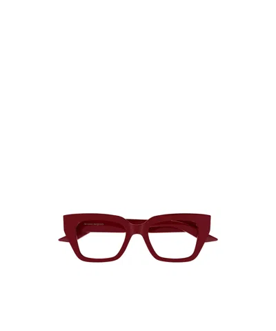 Alexander Mcqueen Eyewear Square Frame Glasses In Red